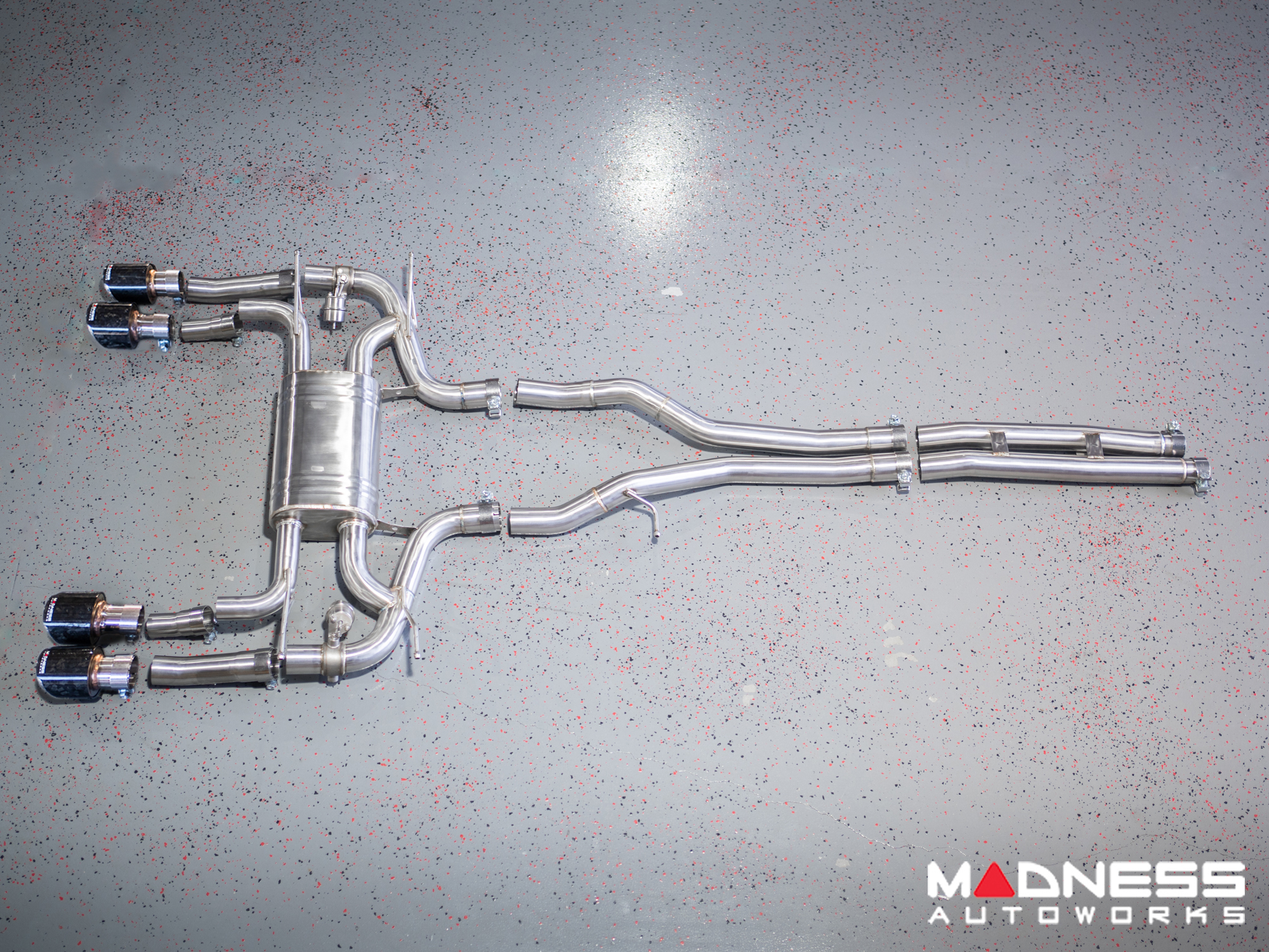 Jaguar F-TYPE Performance Exhaust System - MADNESS - 3.0L V6 - Dual Side Exit - Vacuum Valve Design - Forged Carbon Fiber Exhaust Tips